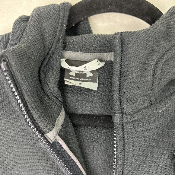 Under Armour Men’s Extra Large XL Black Full Zip Fleece Sweater Knit Jacket - Picture 3 of 9